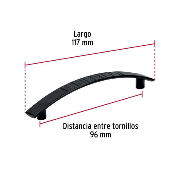 45641 - Jaladera de 96mm, línea Contempo, negro, HERMEX
