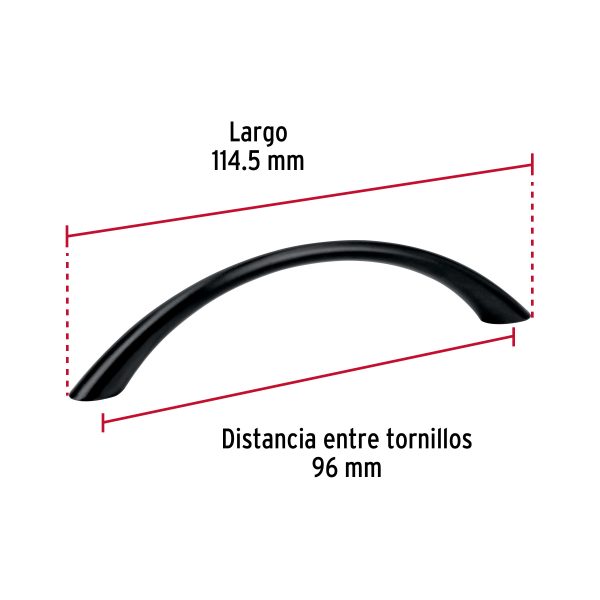 45643 - Jaladera de 96mm, línea Arco, negro, HERMEX