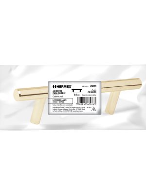 43830 - Jaladera de acero, 96mm, línea Cilindro, latón brillante