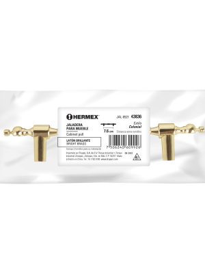 JAL-0521E1.jpg 43836 - Jaladera metálica de 76mm estilo 'Colonial', latón brillante