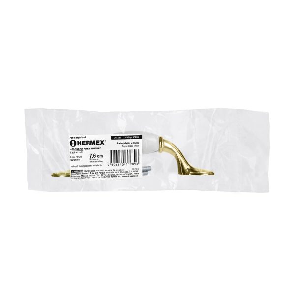 43833 - Jaladera metálica de 76 mm latón brillante, inserto cerámico