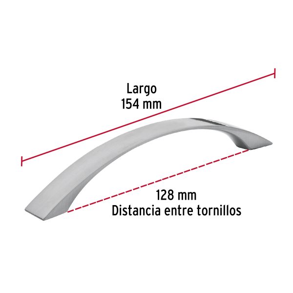 43377 - Jaladera de 128mm, línea Moderna, níquel, HERMEX