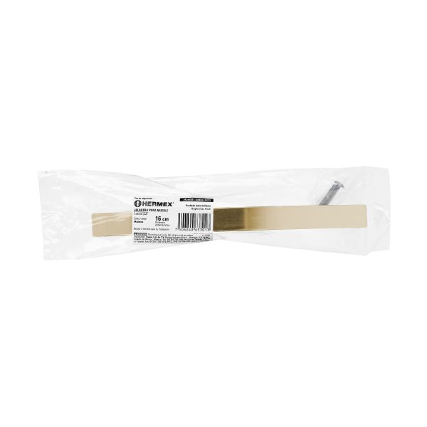 43375 - Jaladera de 160mm, línea Moderna, latón brillante, HERMEX