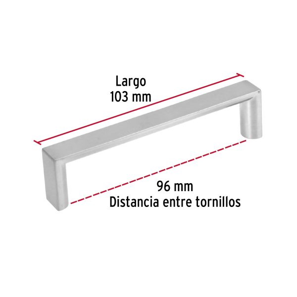 43901 - Jaladera de 96mm, línea Andamio, níquel, HERMEX
