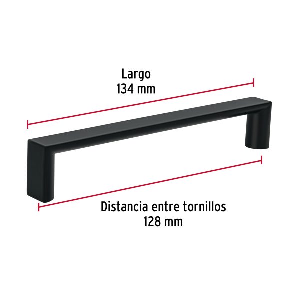 45640 - Jaladera de 128mm, línea Andamio, negro, HERMEX