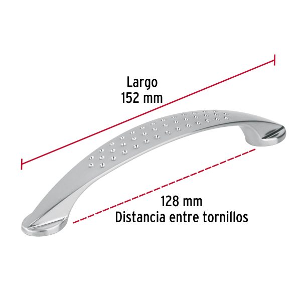 43621 - Jaladera de 128mm, línea Elipse, níquel, HERMEX