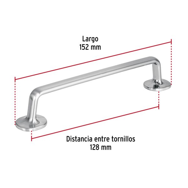 45795 - Jaladera de 128mm, línea Oviedo, níquel, HERMEX