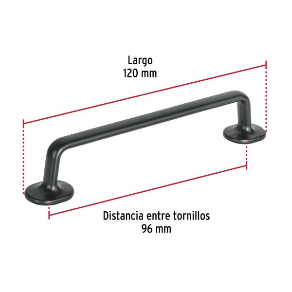 45791 - Jaladera de 96mm, línea Oviedo, negro, HERMEX