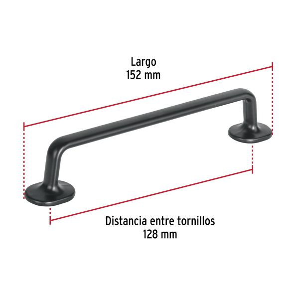 45794 - Jaladera de 128mm, línea Oviedo, negro, HERMEX