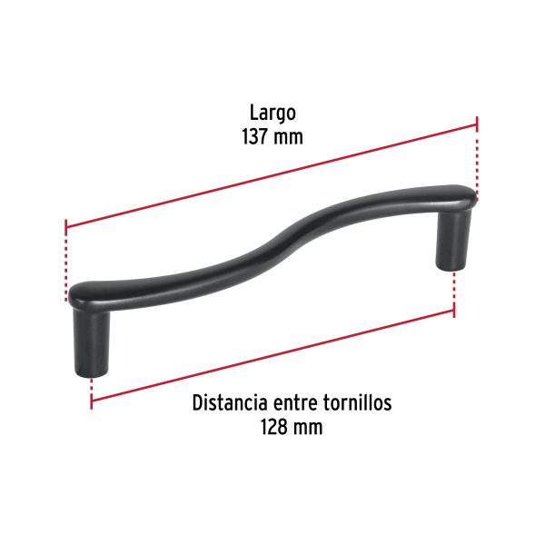 45800 - Jaladera de 128mm, línea Toledo, negro, HERMEX