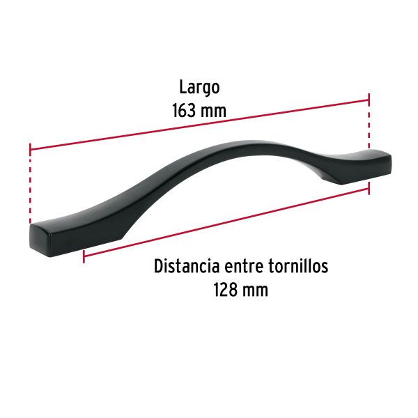 45806 - Jaladera de 128mm, línea Segovia, negro, HERMEX