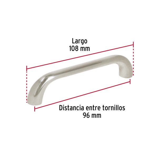 45810 - Jaladera de 96mm, línea Cádiz, níquel, HERMEX