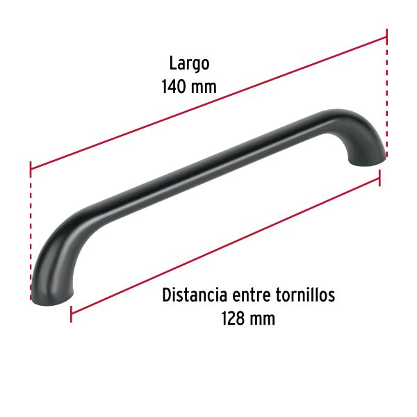 45812 - Jaladera de 128mm, línea Cádiz, negro, HERMEX