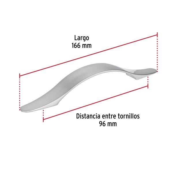 45816 - Jaladera de 96mm, línea Burgos, níquel, HERMEX