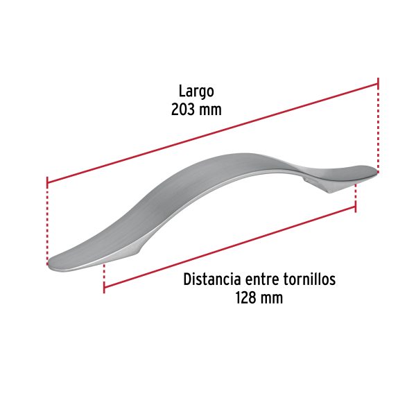 45819 - Jaladera de 128mm, línea Burgos, níquel, HERMEX