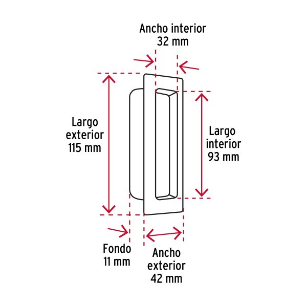 47799 - Jaladera de embutir cuadrada acabado negro, HERMEX