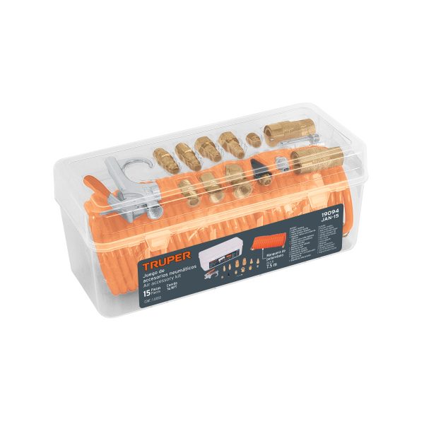 19094 - Juego de 15 accesorios neumáticos, cuerda 1/4' NPT, TRUPER