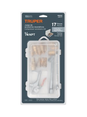 19022 - Juego de 17 accesorios neumáticos, cuerda 1/4' NPT, TRUPER