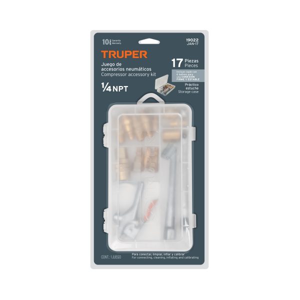 19022 - Juego de 17 accesorios neumáticos, cuerda 1/4' NPT, TRUPER