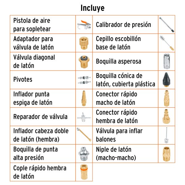 19079 - Juego de 18 accesorios neumáticos, cuerda 1/4' NPT, TRUPER