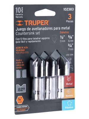 JAV-3.jpg 102383 - Juego de 3 avellanadores HSS, Truper