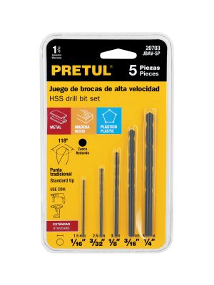 20703 - Juego de 5 brocas HSS para metal, Pretul