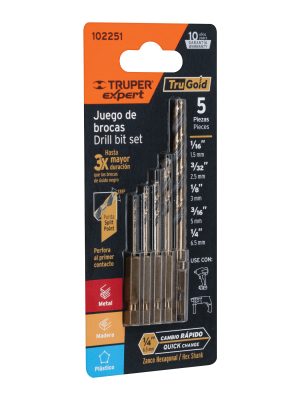 102251 - Juego de 5 brocas HSS para metal zanco cambio rápido, Expert