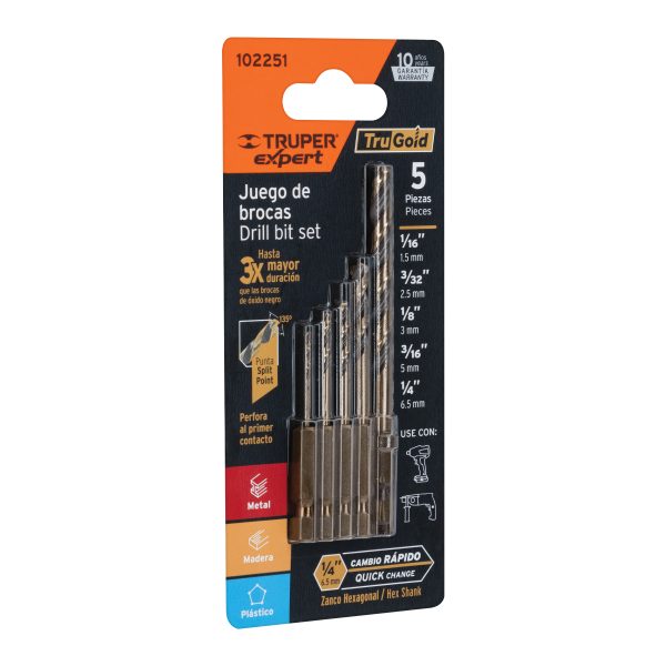 JBAV-5R.jpg 102251 - Juego de 5 brocas HSS para metal zanco cambio rápido, Expert