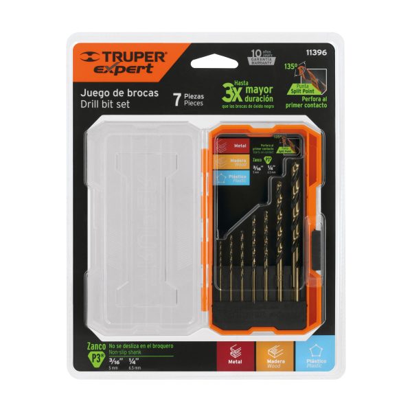 JBAV-7E1.jpg 11396 - Juego de 7 brocas HSS para metal en estuche, Truper Expert