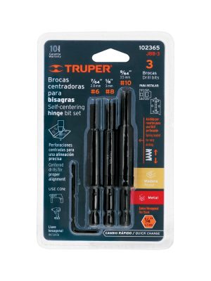 102365 - Juego de 3 brocas para bisagra, TRUPER