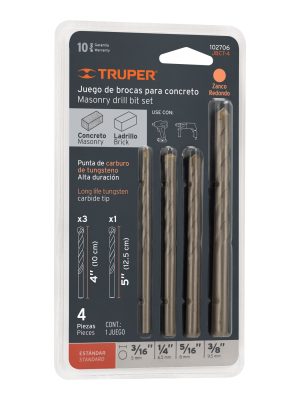 102706 - Juego de 4 brocas para concreto, TRUPER