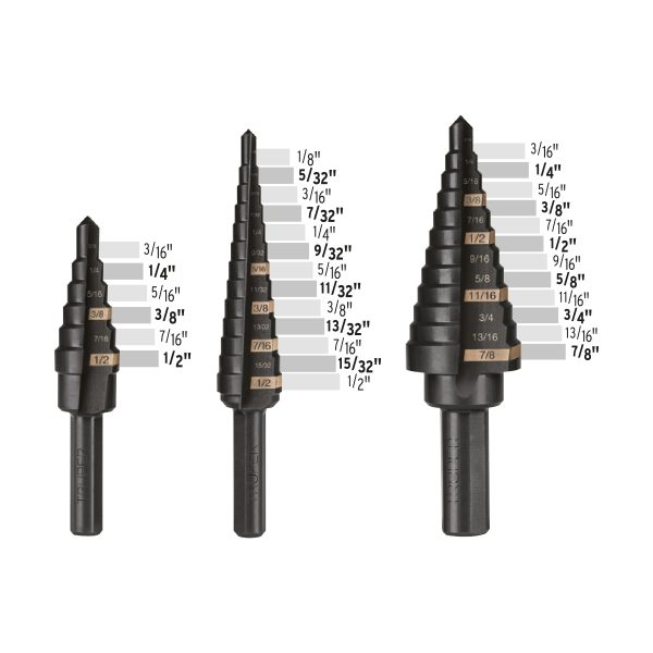 100988 - Juego de 3 brocas escalonadas de óxido negro, Truper