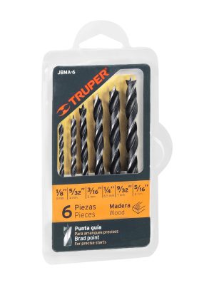 11337 - Juego de 6 brocas con punta centradora para madera, TRUPER