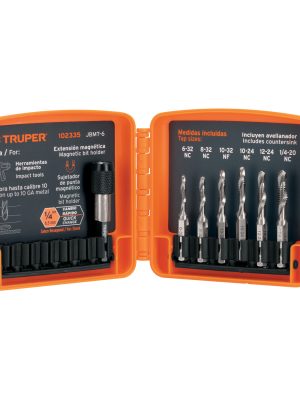 102335 - Juego de 6 brocas HSS con machuelo para metal, Truper