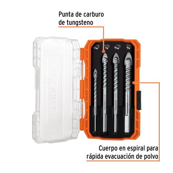 101841 - Juego de 4 brocas para vidrio y azulejo, Truper Expert