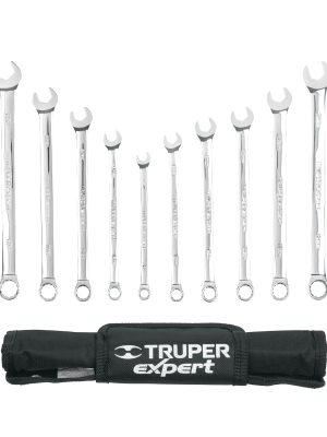 13164 - Jgo 10 llaves combinadas extralargas pulidas std y mm,EXPERT