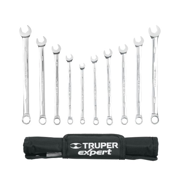 13164 - Jgo 10 llaves combinadas extralargas pulidas std y mm,EXPERT