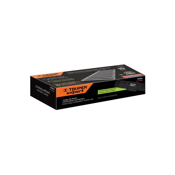 13164 - Jgo 10 llaves combinadas extralargas pulidas std y mm,EXPERT