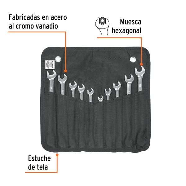 13164 - Jgo 10 llaves combinadas extralargas pulidas std y mm,EXPERT