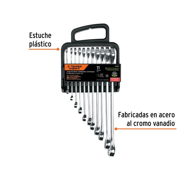 15780 - Juego de 11 llaves combinadas extralargas pulidas std,EXPERT