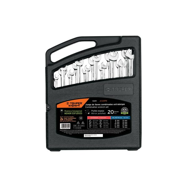 13691 - Jgo 20 llaves combinadas extralargas pulidas std y mm,EXPERT