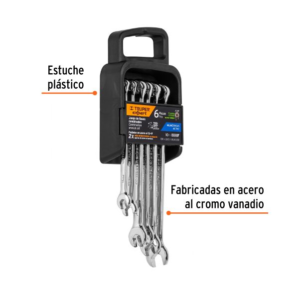 15770 - Juego de 6 llaves combinadas extralargas pulidas mm, EXPERT