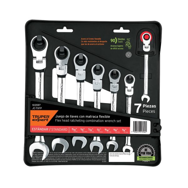 103597 - Juego de 7 llaves combinadas std con matraca flexible
