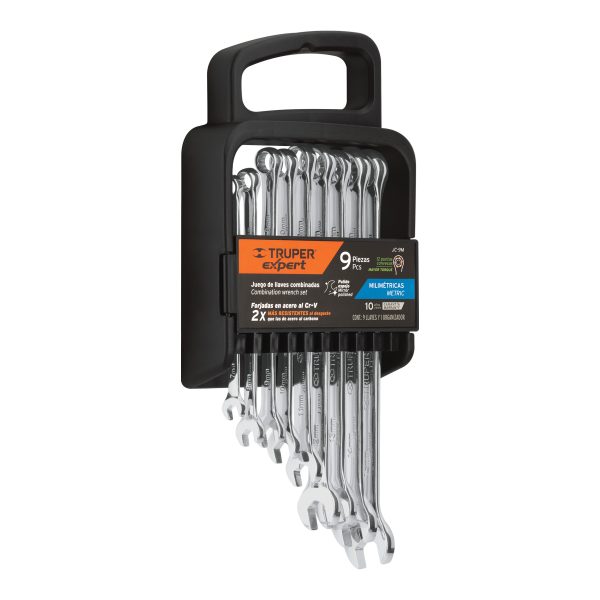 15774 - Juego de 9 llaves combinadas extralargas pulidas mm, EXPERT