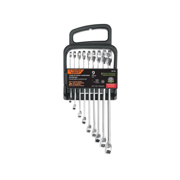 15776 - Juego de 9 llaves combinadas extralargas pulidas std, EXPERT