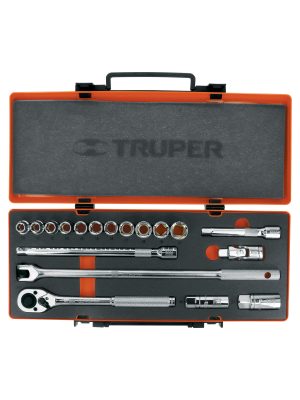 13936 - Juego de 18 herramientas cuadro 1/2' mm para mecánico