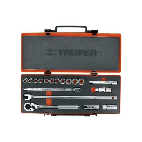 13936 - Juego de 18 herramientas cuadro 1/2' mm para mecánico