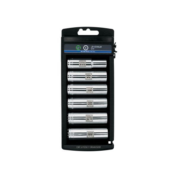 14175 - Juego 6 dados largos cuadro 1/2' mm, Truper