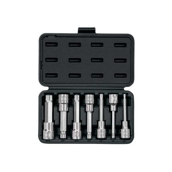 101306 - Juego de 7 dados cuadro 1/2' punta larga bristol, en estuche