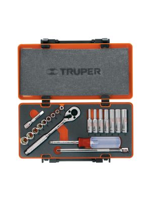 13981 - Juego de 20 herramientas cuadro 1/4' mm para mecánico